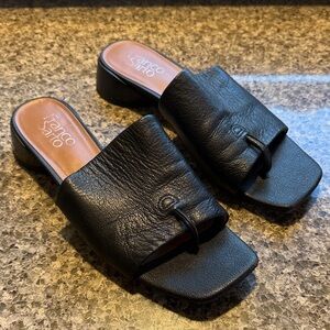 Franco Sarto Loran Black Leather Mules